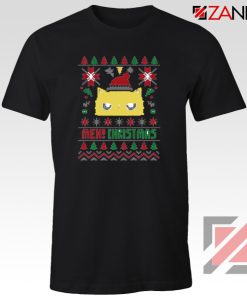 MEOW Christmas T-Shirt Funny Ugly Christmas Tee Shirt Size S-3XL Black