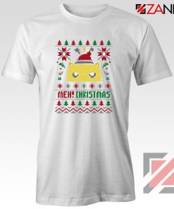 MEOW Christmas T-Shirt Funny Ugly Christmas Tee Shirt Size S-3XL White