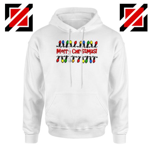Merry Christmas Lighting Hoodie Happy Christmas Hoodie Size S-2XL White