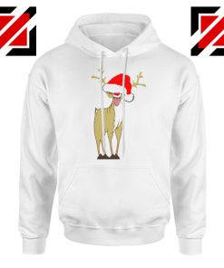 Naughty Reindeer Hoodie Ugly Christmas Hoodie Size S-2XL White