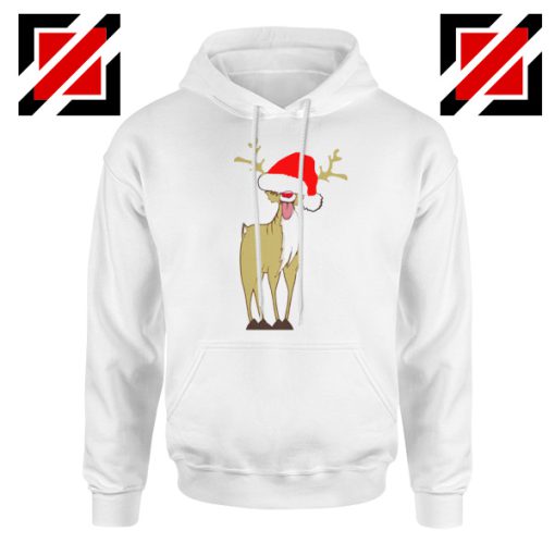 Naughty Reindeer Hoodie Ugly Christmas Hoodie Size S-2XL White