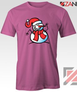 Naughty Snowman Tee Shirt Funny Ugly Christmas T-Shirt Size S-3XL Pink