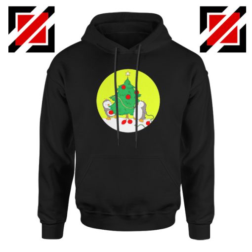 Penguins Decorating Hoodie Christmas Tree Best Hoodie Size S-2XL Black