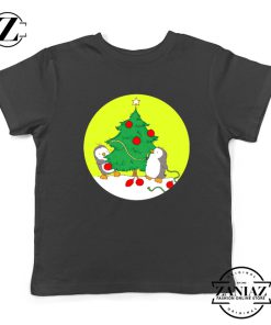 Penguins Decorating Youth Shirt Christmas Tree Kids Tshirt Size S-XL Black