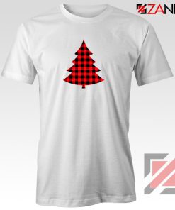 Plaid Christmas Tree T-Shirt Ugly Christmas Tee Shirt Size S-3XL White