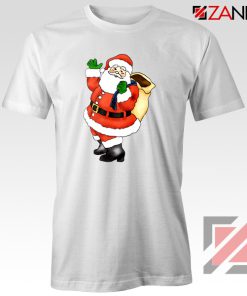 Santa Claus Waving T-Shirt Happy Christmas Tee Shirt Size S-3XL White