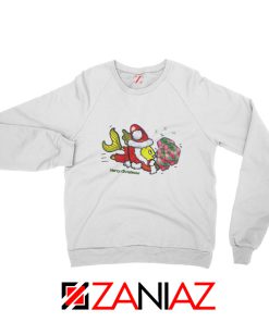 Santa Clause Fish Sweatshirt Cute Christmas Sweatshirt Size S-2XL White