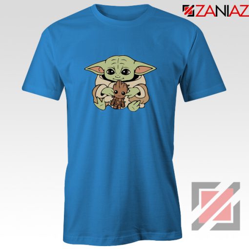 Baby Yoda Baby Groot Blue Tshirt