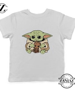 Baby Yoda Baby Groot White Kids Tshirt