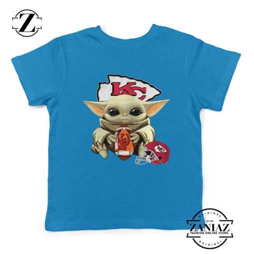 Baby Yoda Kansas City Chiefs Blue Kids Tee