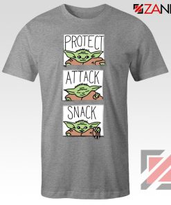 Protect Attack Snack Tshirt Baby Yoda Mandalorian Tee Shirts S-3XL