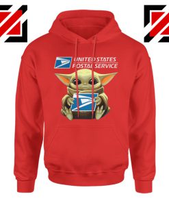 Baby Yoda Hug Postal Service Red Hoodie