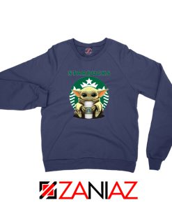 Baby Yoda Hug Starbucks Navy Sweatshirt