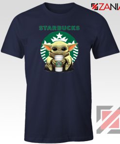 Baby Yoda Hug Starbucks Navy Tee