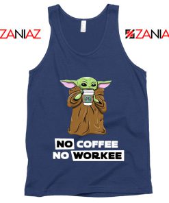 Baby Yoda No Coffee No Workee Navy Tank Top