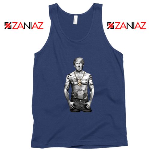 Gangster Donald Trump Navy Tank Top