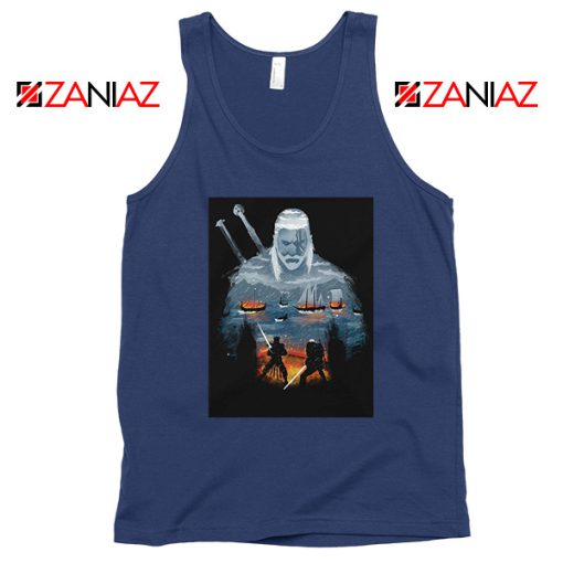 Geralt And Eredin Navy Tank Top