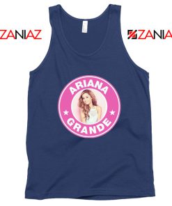 Ariana Grande Starbucks Pink Navy Blue Tank Top