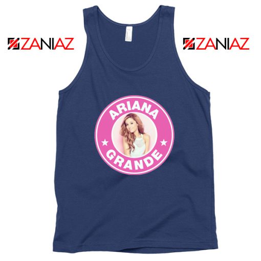 Ariana Grande Starbucks Pink Navy Blue Tank Top