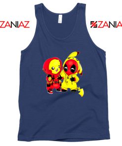 Baby Pikachu And Deadpool Navy Blue Tank Top