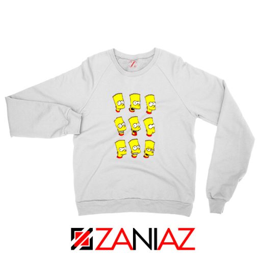 Bart Simpson Face White Sweatshirt