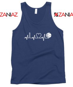 Basketball Heartbeat Navy Blue Tank Top