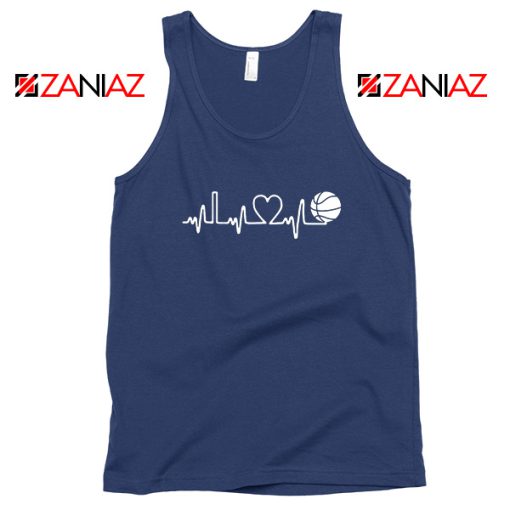 Basketball Heartbeat Navy Blue Tank Top