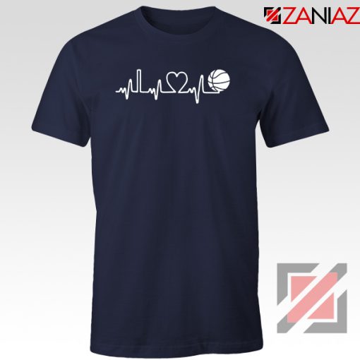 Basketball Heartbeat Navy Blue Tshirt