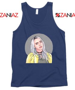 Billie Eilish Art Red Navy Blue Tank Top