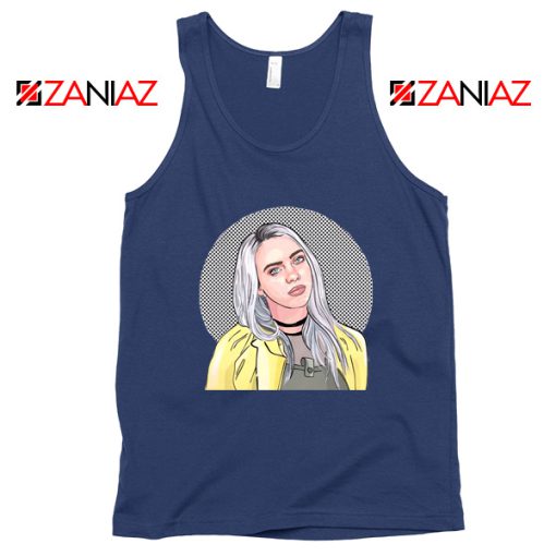 Billie Eilish Art Red Navy Blue Tank Top