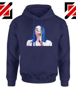 Billie Eilish Crying Navy Blue Hoodie