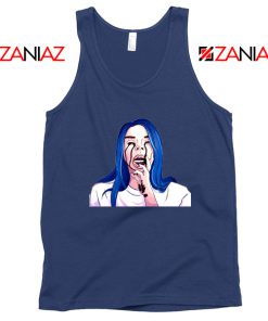 Billie Eilish Crying Navy Blue Tank Top