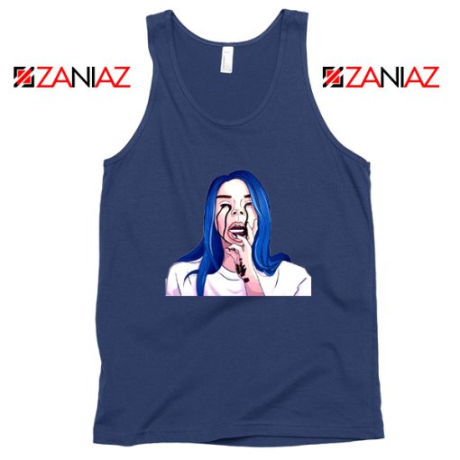 Billie Eilish Crying Navy Blue Tank Top