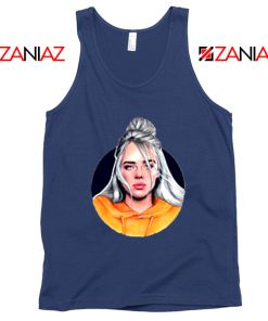 Billie Eilish Singer Navy Blue Tank Top