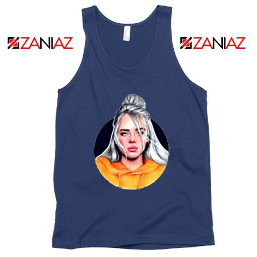 Billie Eilish Singer Navy Blue Tank Top