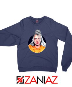 Billie Eilish Singer Navy Blue Tshirt