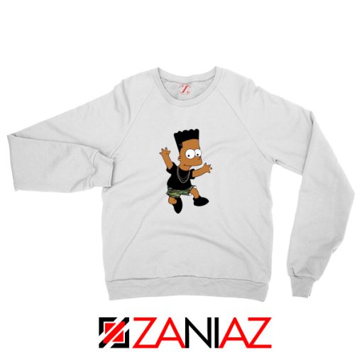 Black Bart Simpson White Sweatshirt