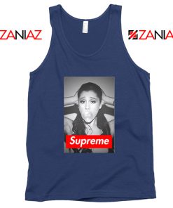 Graphic Ariana Grande Supreme Parody Navy Blue Tank Top