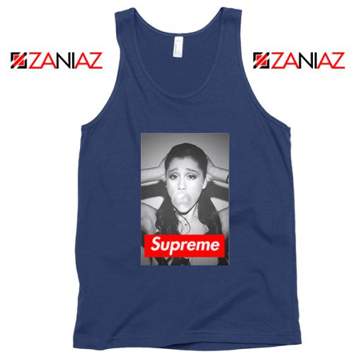 Graphic Ariana Grande Supreme Parody Navy Blue Tank Top