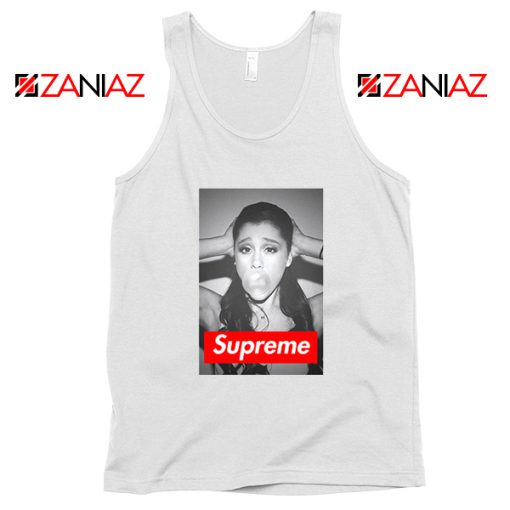 Graphic Ariana Grande Supreme Parody White Tank Top