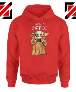 Mandalorian Coffee Baby Yoda Red Hoodie