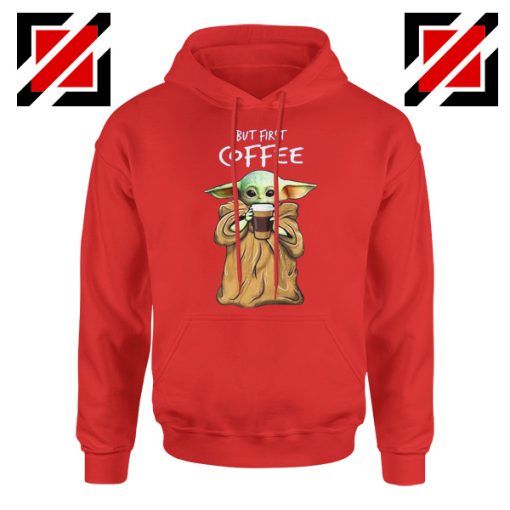 Mandalorian Coffee Baby Yoda Red Hoodie