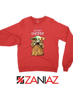 Mandalorian Coffee Baby Yoda Red Sweatshirt