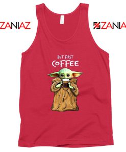 Mandalorian Coffee Baby Yoda Red Tank Top