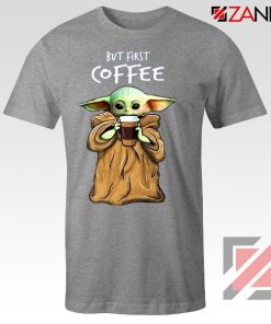 Mandalorian Coffee Baby Yoda Sport Grey Tshirt