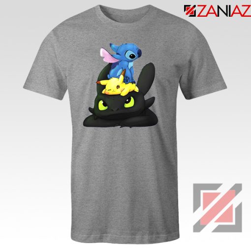 Stitch Pokemon Grinch Grey Tshirt