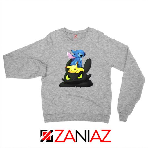 Stitch Pokemon Grinch Sport Grey Sweatshirt