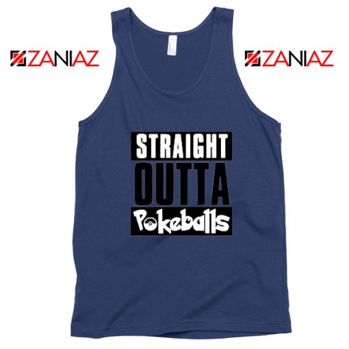 Straight Outta Pokeballs Navy Blue Tank Top