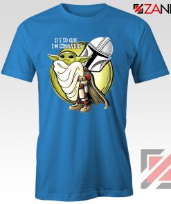 The Mandalorian Hug Baby Yoda Blue Tshirt