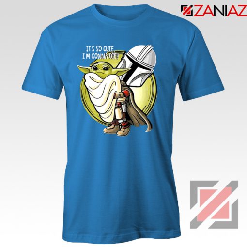 The Mandalorian Hug Baby Yoda Blue Tshirt